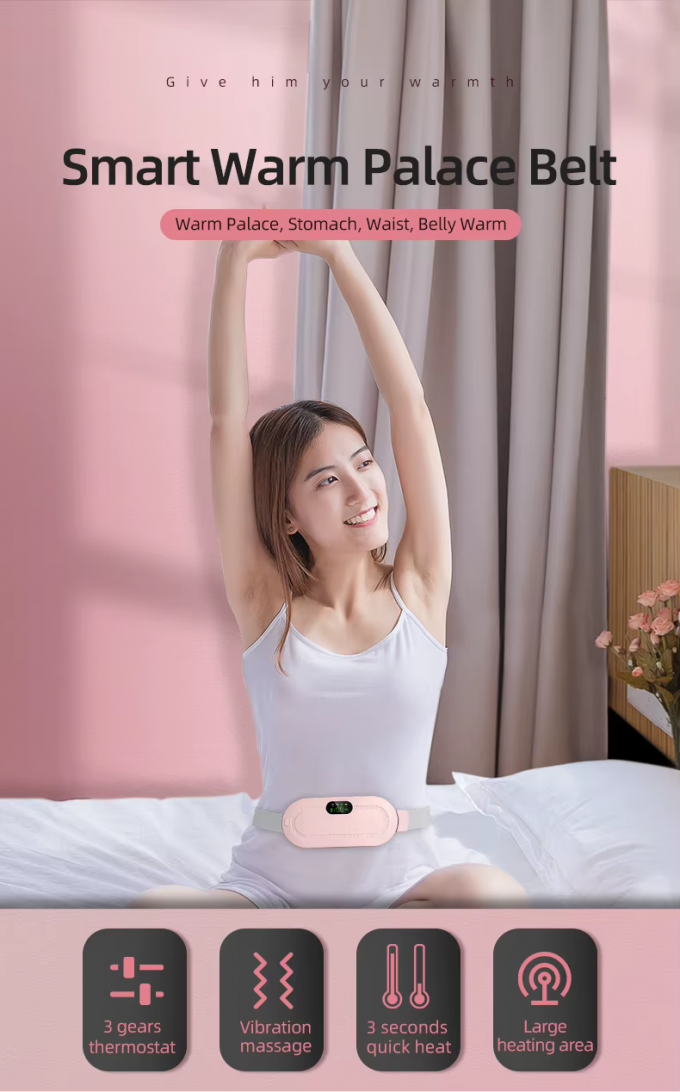 Wireless Rechargeable White Abdominal Waist Massager Vibrating Slimming Massage Belt Warm Compress Timing Control Belly Back