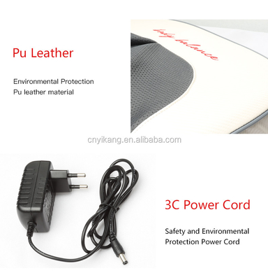 PU Leather Shiatsu Pillow Massager Vibrating Neck Pillow With Auto Shut Off