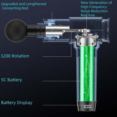 LCD Touch Screen Lightweight Carbon Fiber Massager Gun with Extended Battery Life 9.8 X 7.9 X 2.4 Inches
