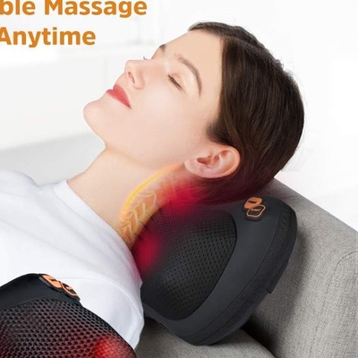 24W Travel Neck Pillow Massager Black Vibrating Neck Pillow With Heat