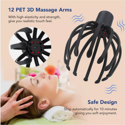 Silver Octopus Claw Scalp Massager 30-1 Hour Per Day Recommended Usage with Adjustable Strap and 3 Massage Intensity Levels