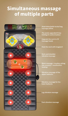 10  vibration heads massage mat mattress relax with detachable pillow 